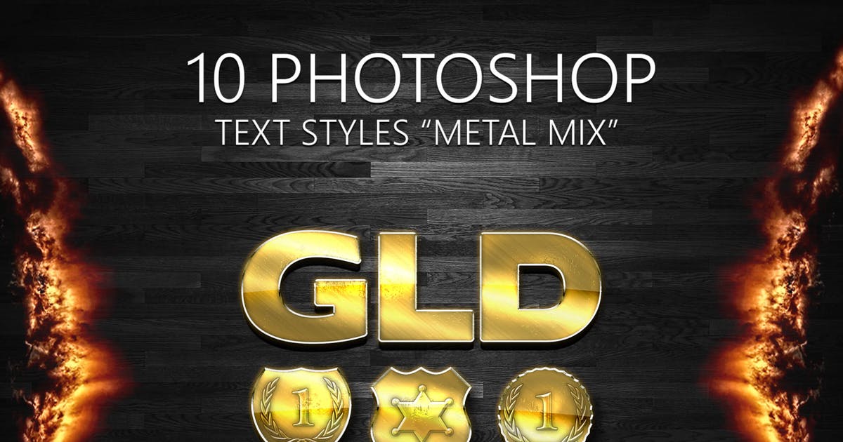 10个华丽金属质感划痕PS字体样式 10 Photoshop Styles “METAL MIX”插图
