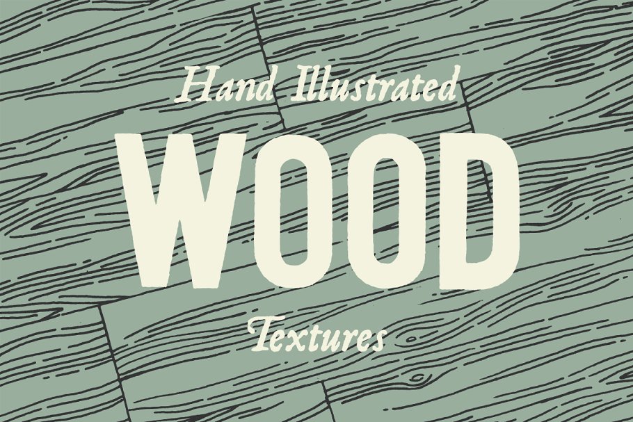 3款老式风格的全页面木纹纹理 3 Wood Line Patterns – By hand插图