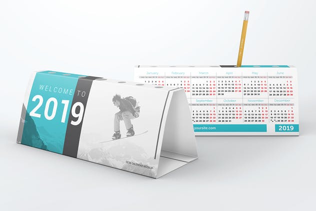 创意笔筒台历样机模板 Desk Calendar Pen Holder Mockup插图(3)