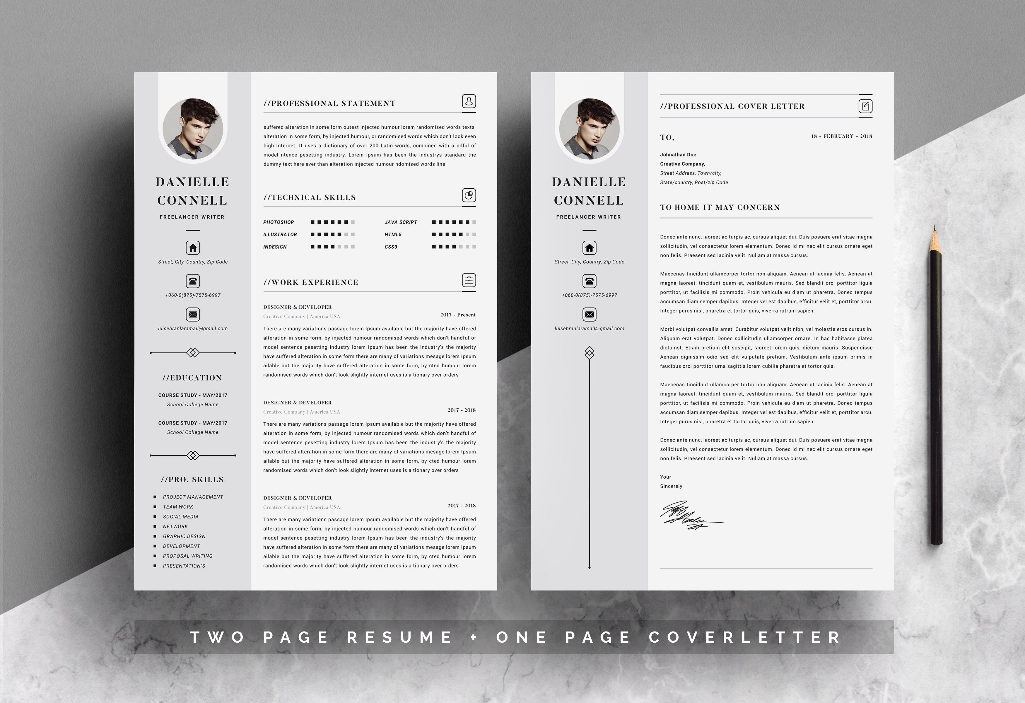 个人电子版求职简历模板 Creative Resume Template 4 Pages插图(3)