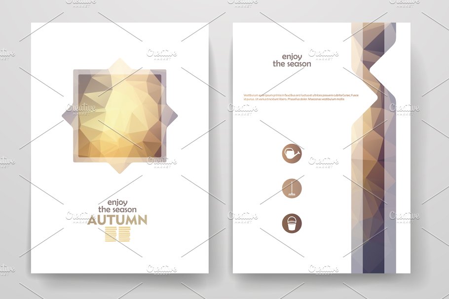丰收季节秋天主题小册子模板 Set of Autumn brochures插图(4)