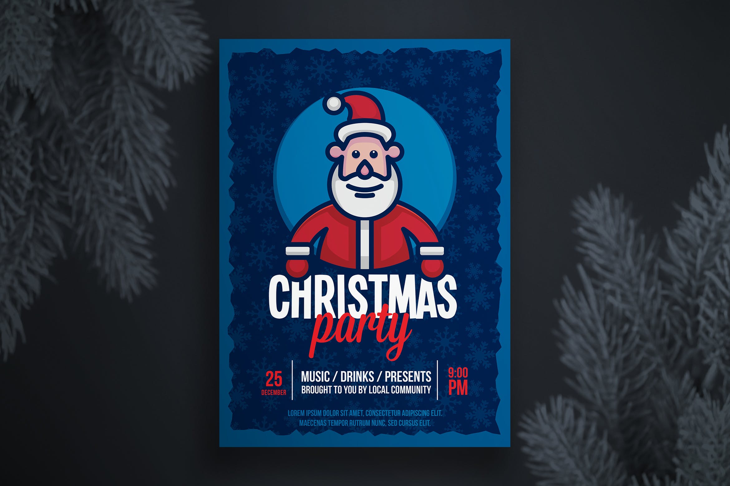圣诞节卡通圣诞老人形象海报传单设计模板v1 Christmas flyer template插图