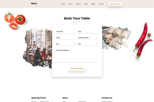 餐厅在线预订网站和菜单设计PSD模板 Restaurant Online Reservation & Menu PSD Template插图(14)