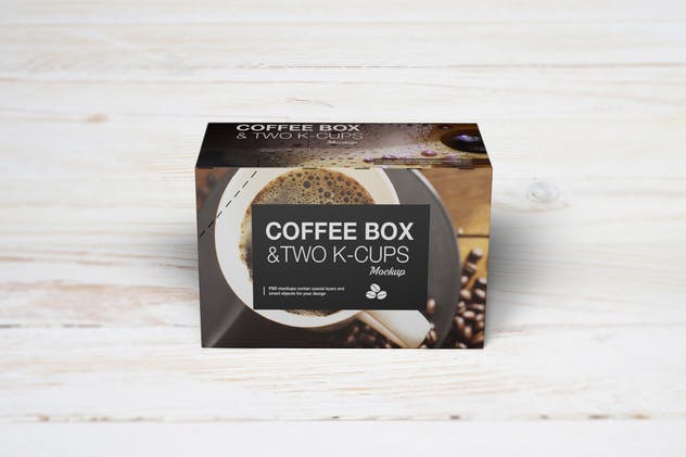 高品质的时尚咖啡杯/咖啡盒样机 2 K-Cups-Coffee Box Mockup插图(3)
