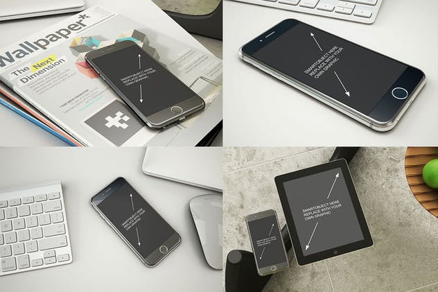 11个逼真的iphone设备样机模板 Phone Mockup – 11 Poses插图(2)