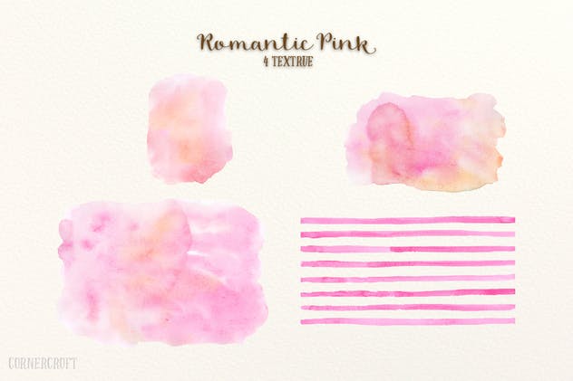 浪漫粉红色水彩插画设计素材合集 Watercolor Design Kit Romantic Pink插图(7)