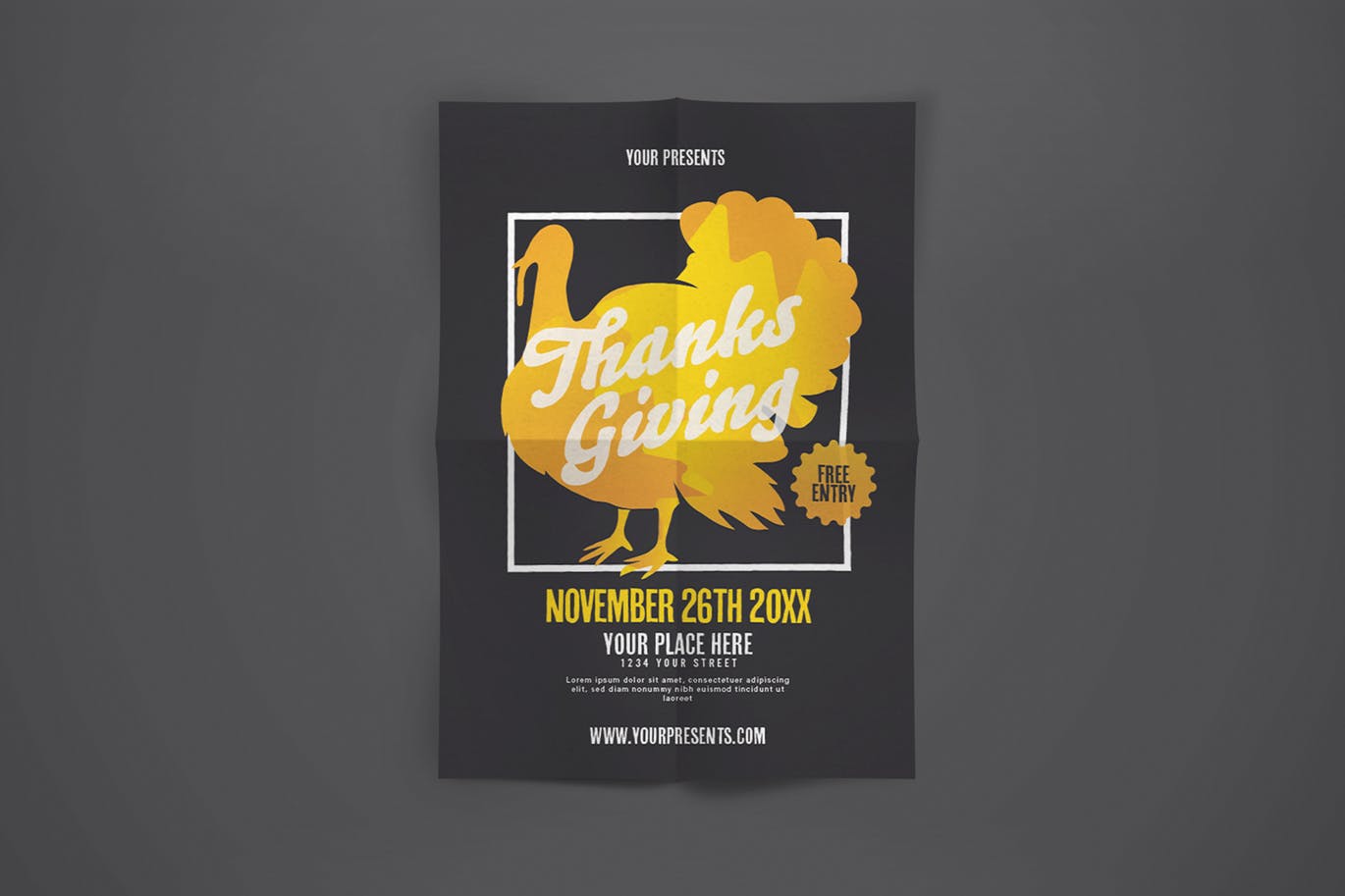 手绘设计风感恩节晚宴活动海报传单模板 Thanksgiving Party Flyer插图
