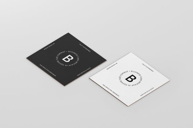 方形高级企业品牌名片样机 Business Card Mockup Square Format插图(5)