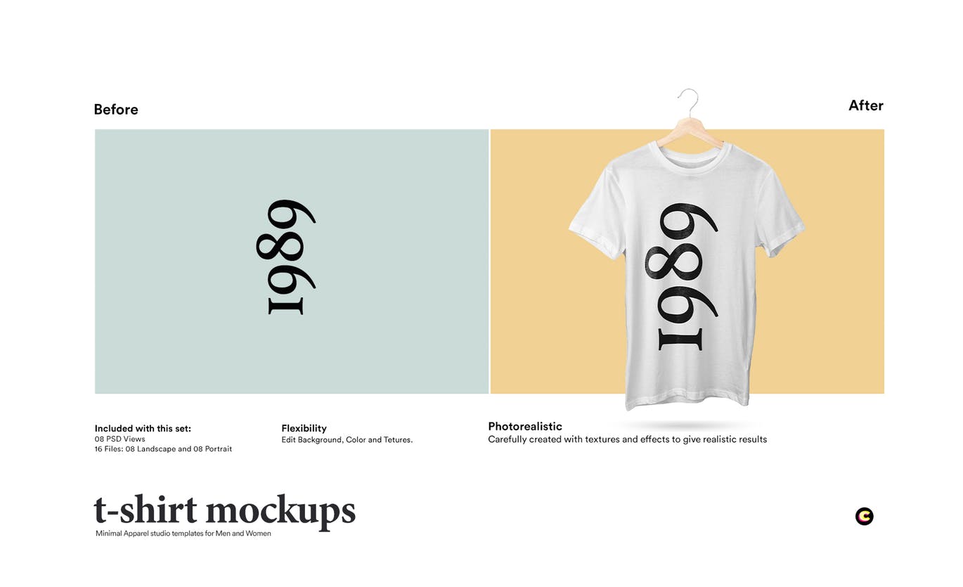经典晾挂式T恤设计效果图样机16设计网精选模板集 T-Shirt Mock-Up Set插图(2)