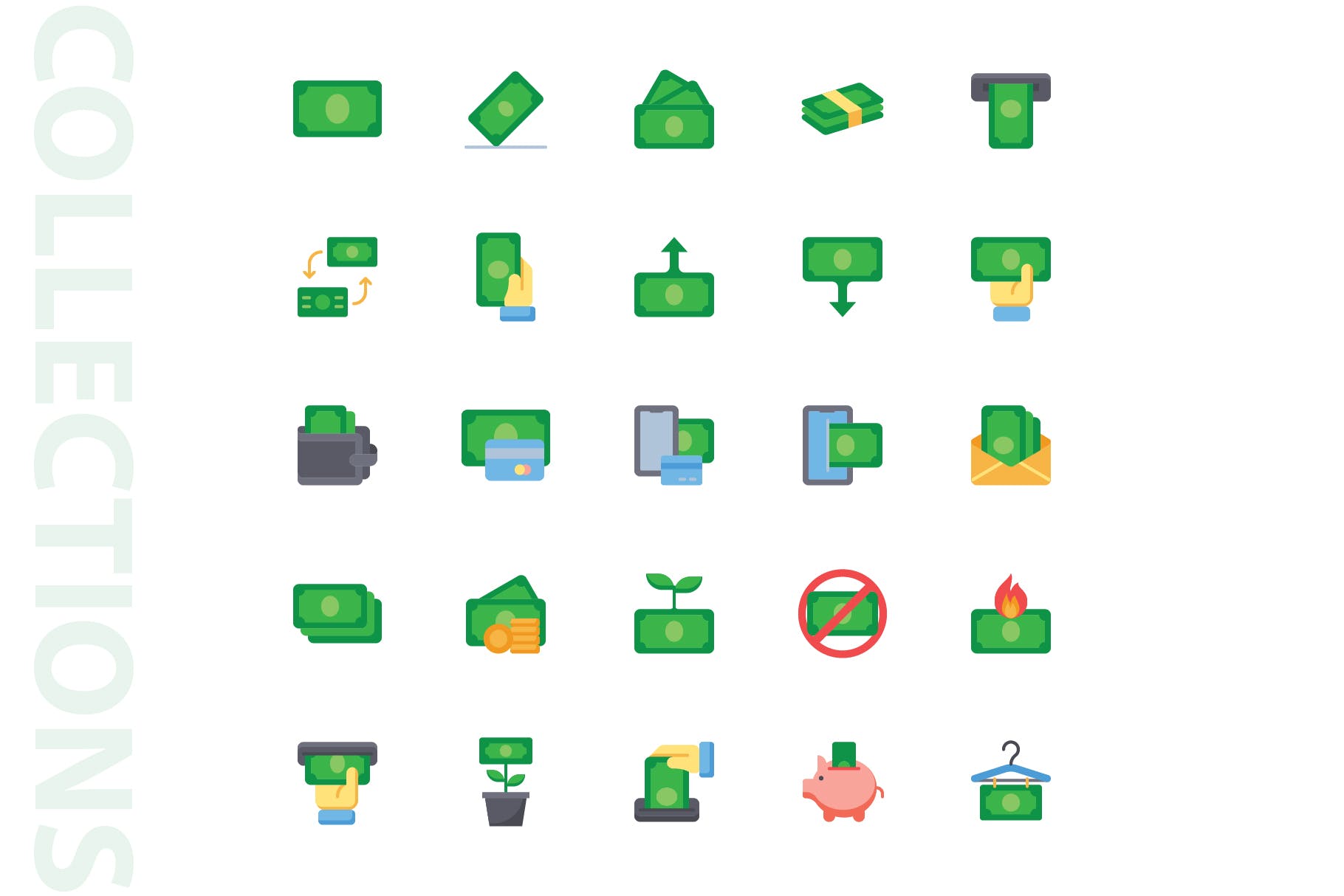 25枚金钱主题扁平设计风格矢量素材库精选图标 Money Flat Icons插图(3)