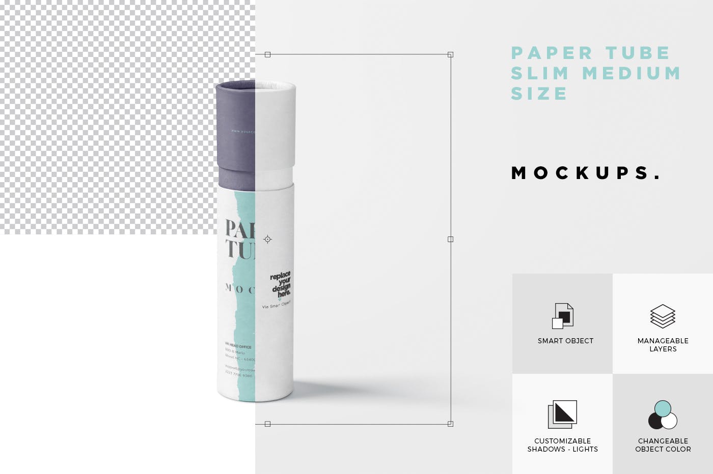 长纸管包装外观设计16设计网精选模板 Paper Tube Mockup Set – Slim Medium Size插图(6)