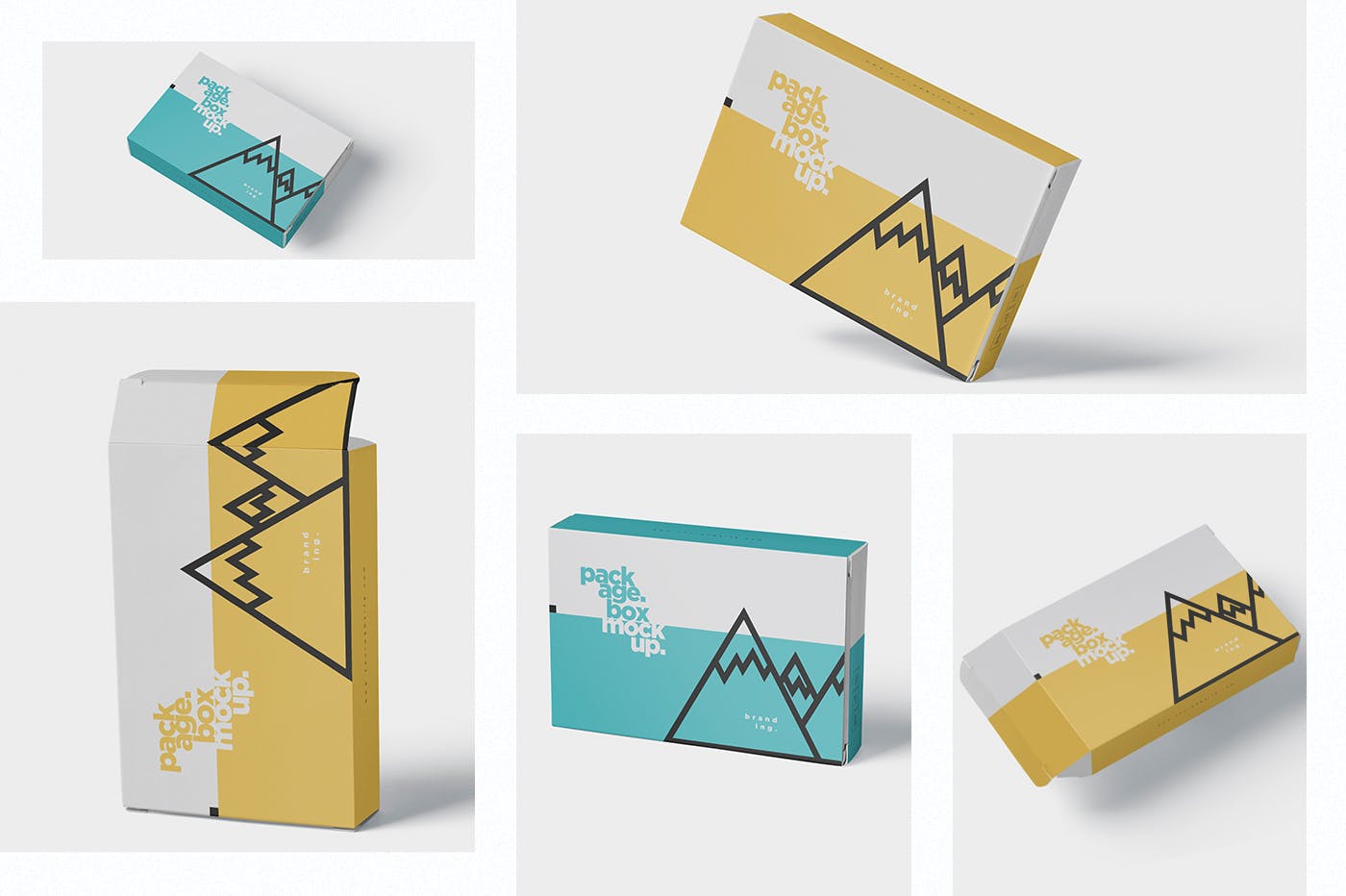 扑克牌大小扁平包装纸盒外观设计16设计网精选模板 Package Box Mock-Up – Wide – Flat Rectangle Shape插图(1)