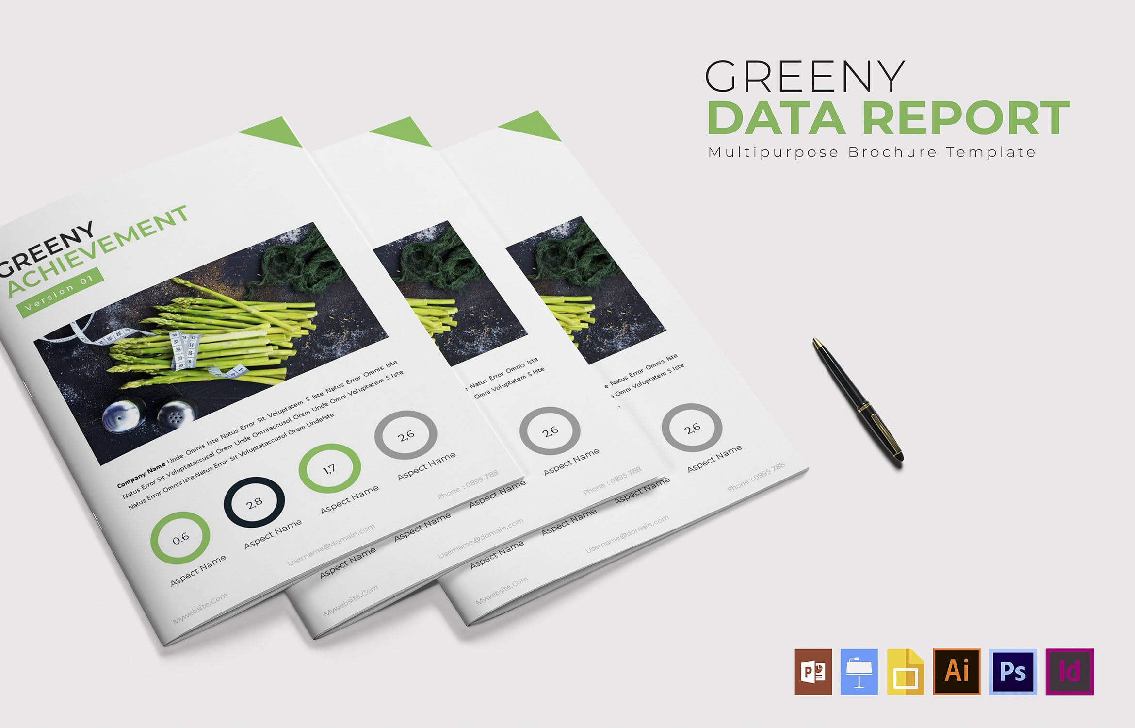 绿色设计风格数据统计分析报告设计模板 Greeny Data Report | Brochure Template插图(3)