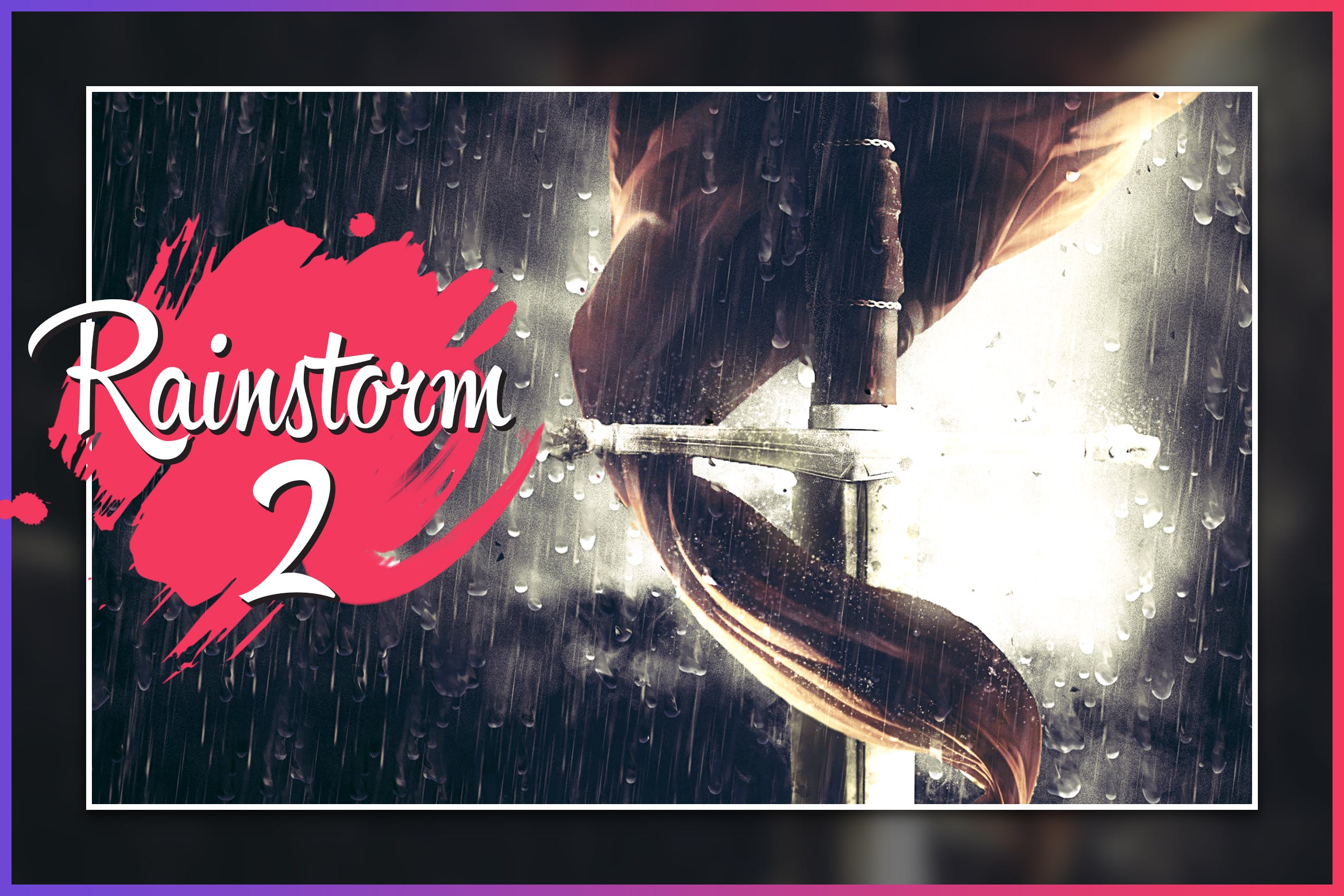 暴风雨照片背景特效素材库精选PS动作 Rainstorm 2 CS4+ Photoshop Action插图