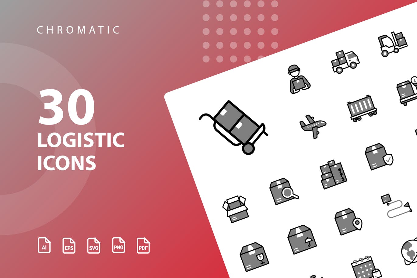 30枚Chromatic设计风格物流运输行业16设计素材网精选图标 Logistic Chromatic插图
