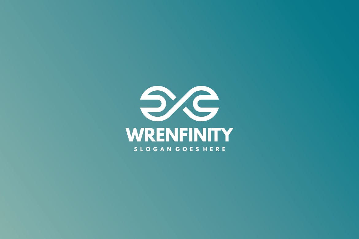工具品牌汽修行业适用扳手无限图形标志Logo设计非凡图库精选模板 Wrench Infinity Logo插图(1)