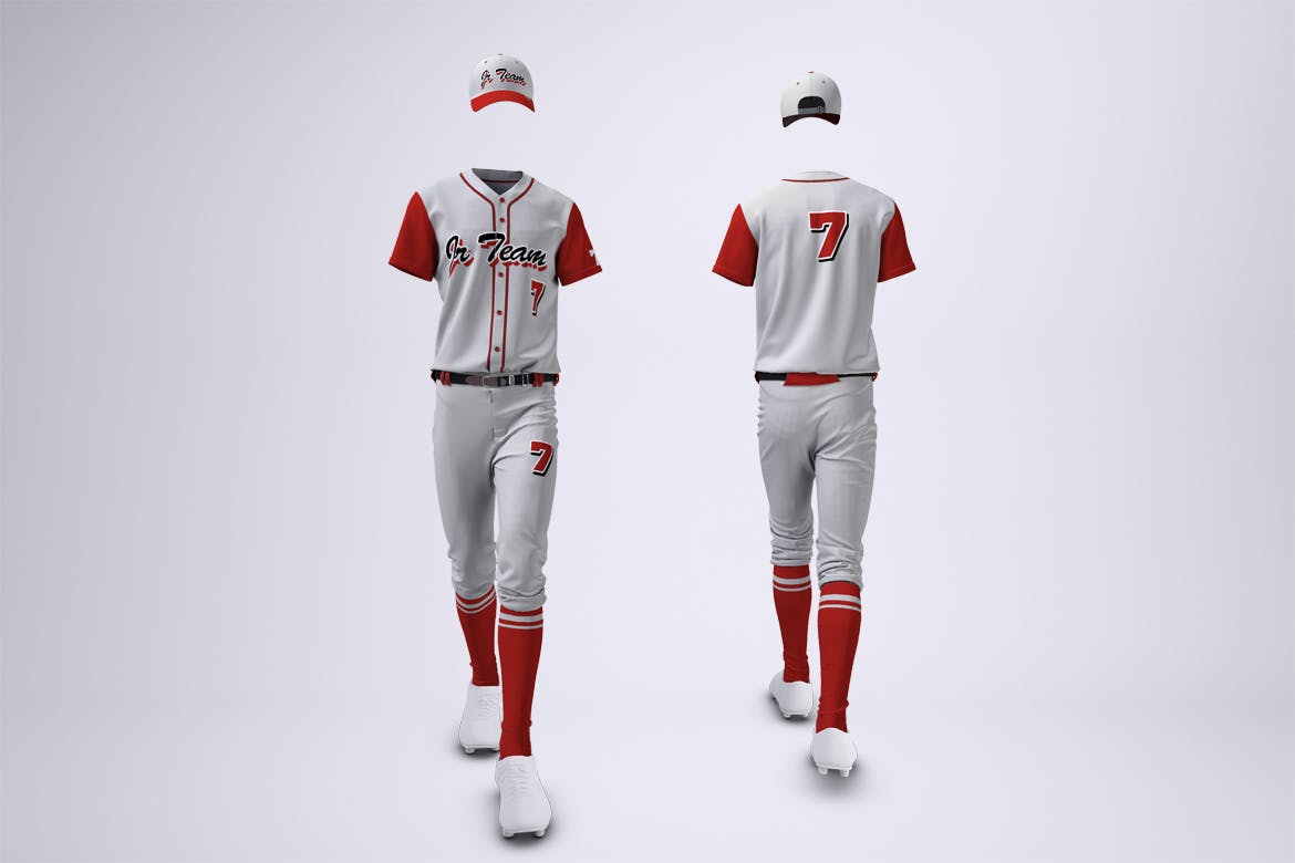 棒球队队服套装设计图样机素材库精选模板 Baseball Team Uniform Mock-up插图(2)