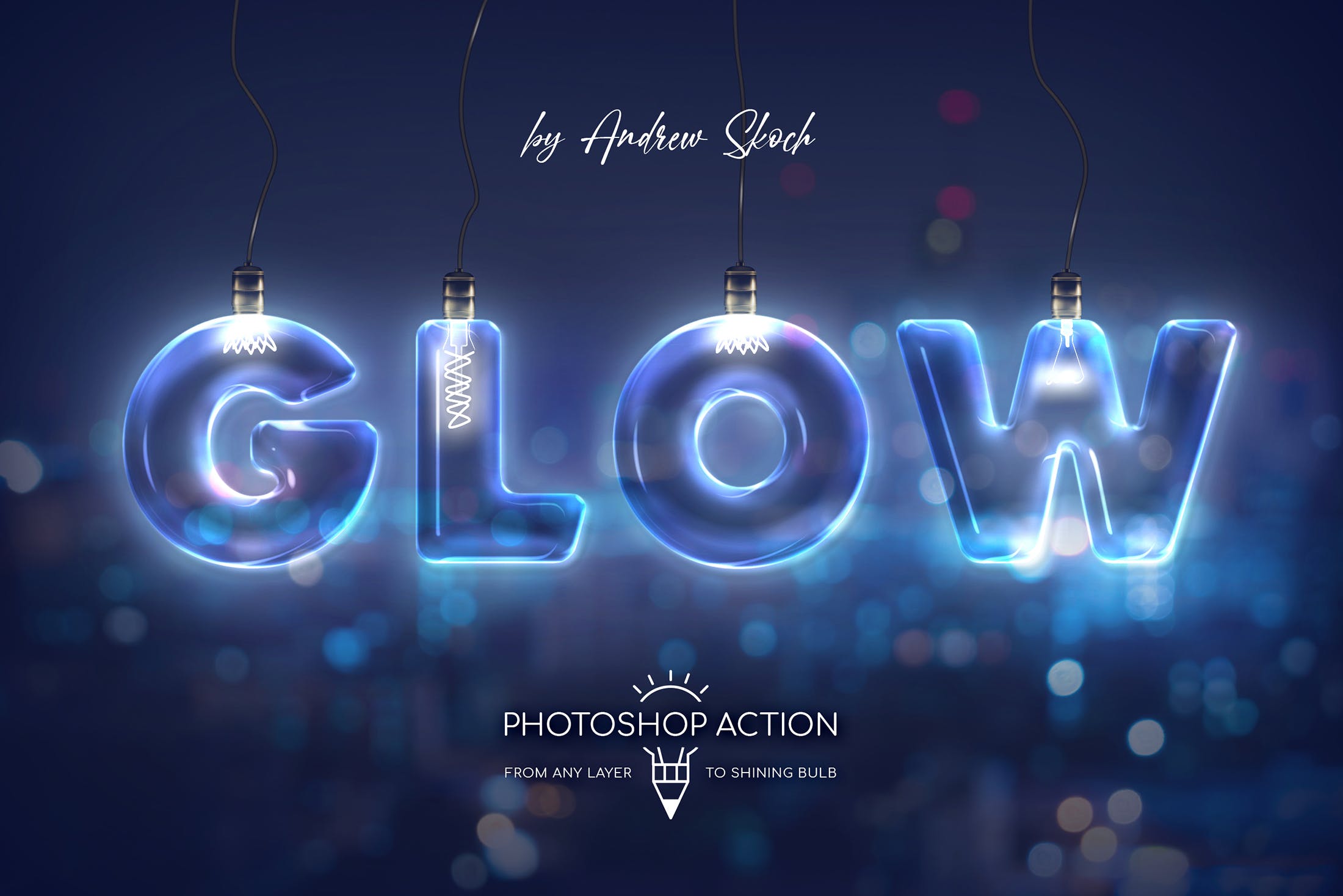 发光灯泡英文字母文字特效非凡图库精选PS动作 Light Bulb – Photoshop Action插图(6)