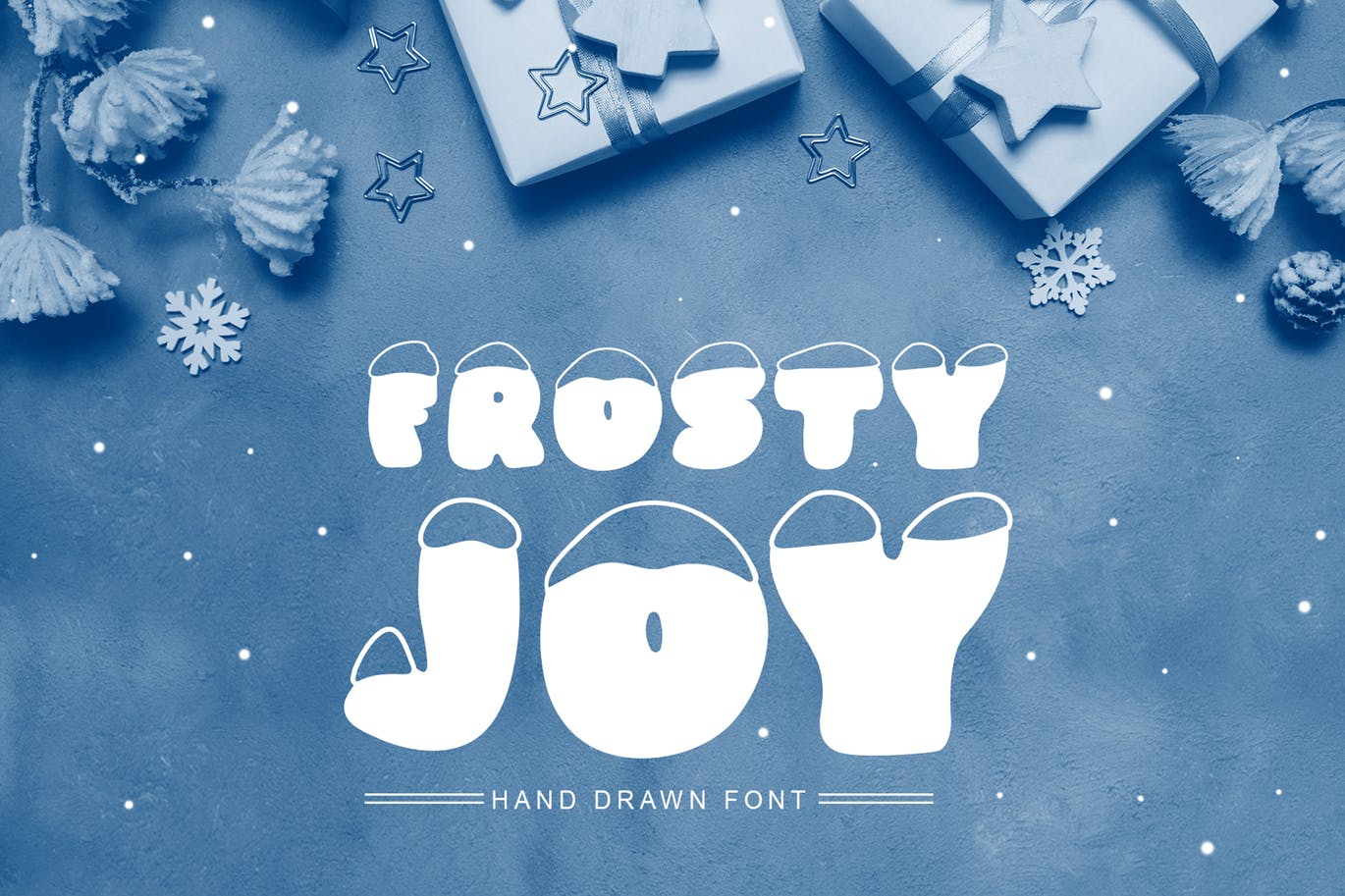 斯堪的纳维亚风格可爱积雪字体素材天下精选 Frosty Joy Hand Drawn Display Font插图