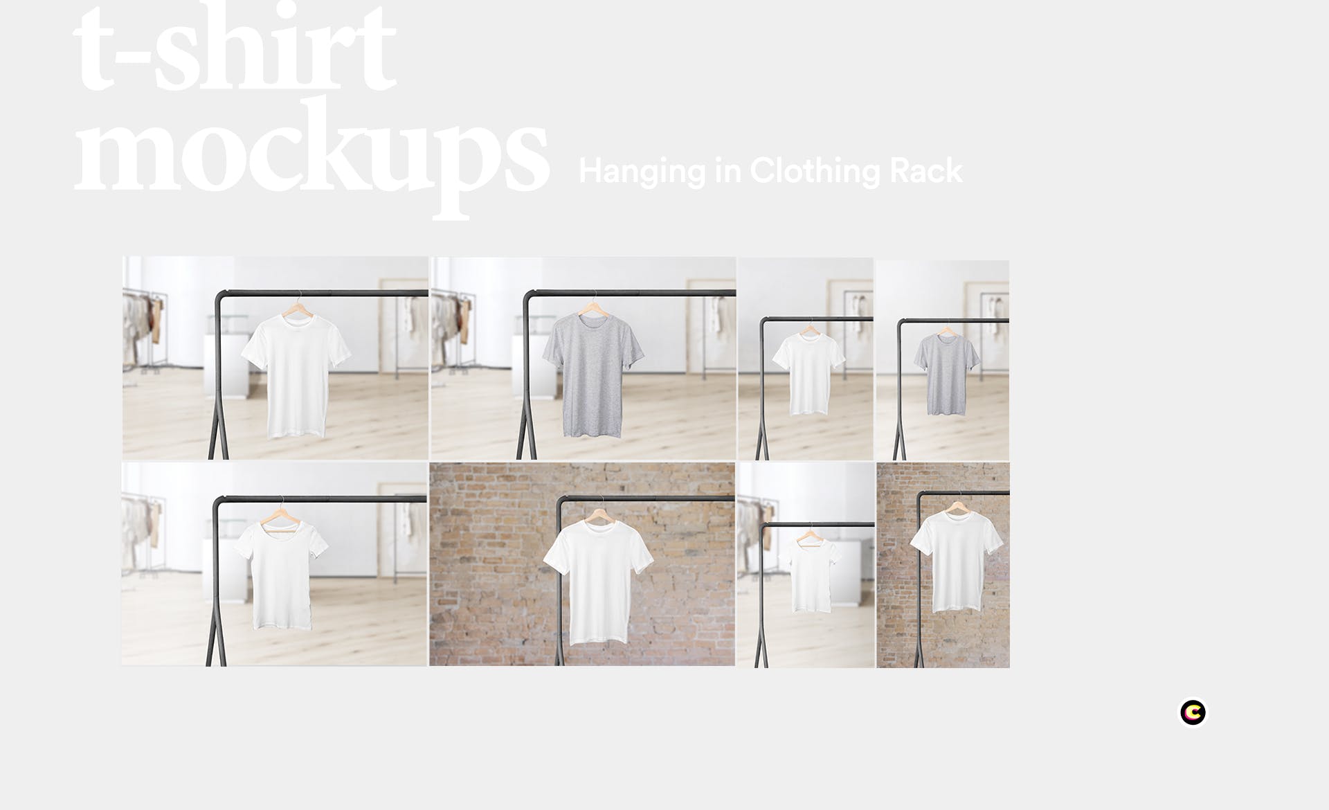 晾晒状态T恤产品展示样机16设计网精选模板 Hanging T-Shirt Mockup插图(3)