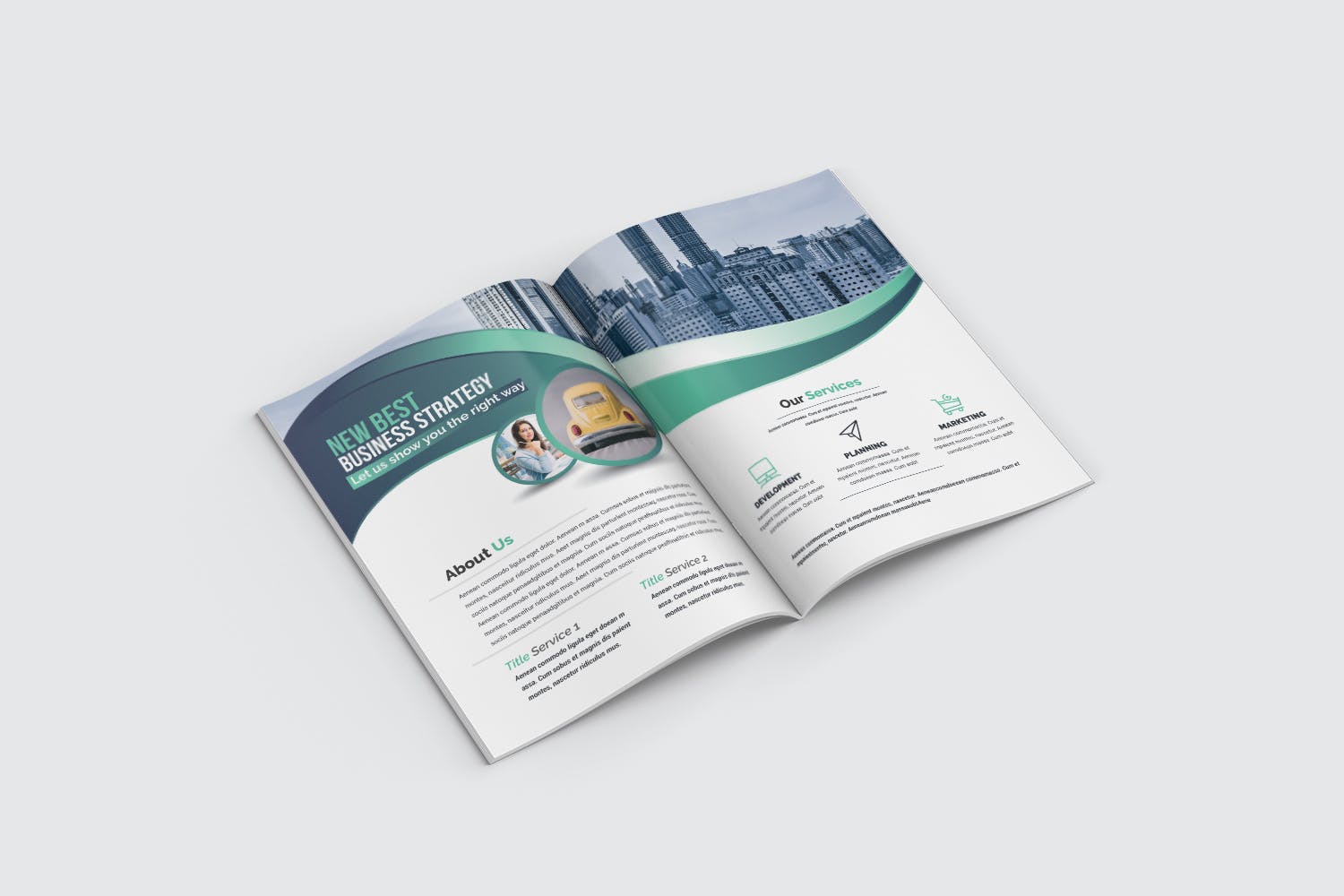 现代高逼格企业对折页宣传册设计模板 Bifold Brochure插图(3)