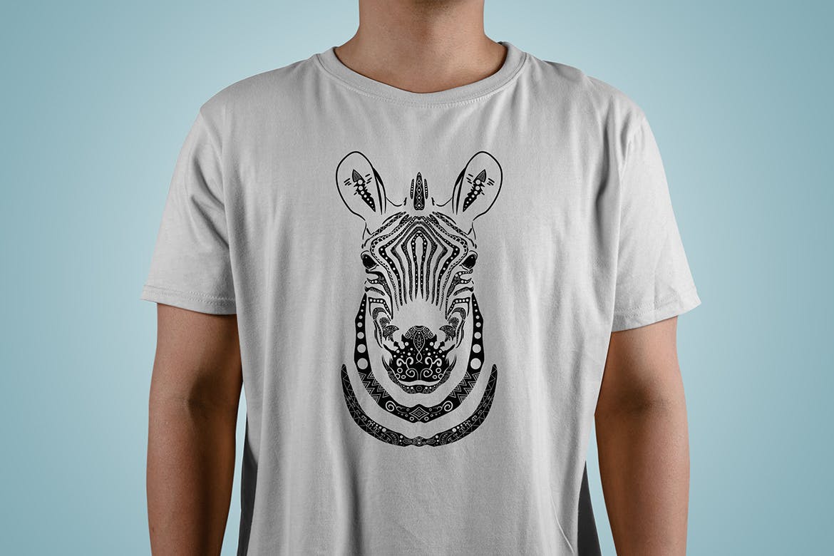 斑马-曼陀罗花手绘T恤印花图案设计矢量插画素材库精选素材 Zebra Mandala T-shirt Design Vector Illustration插图(2)