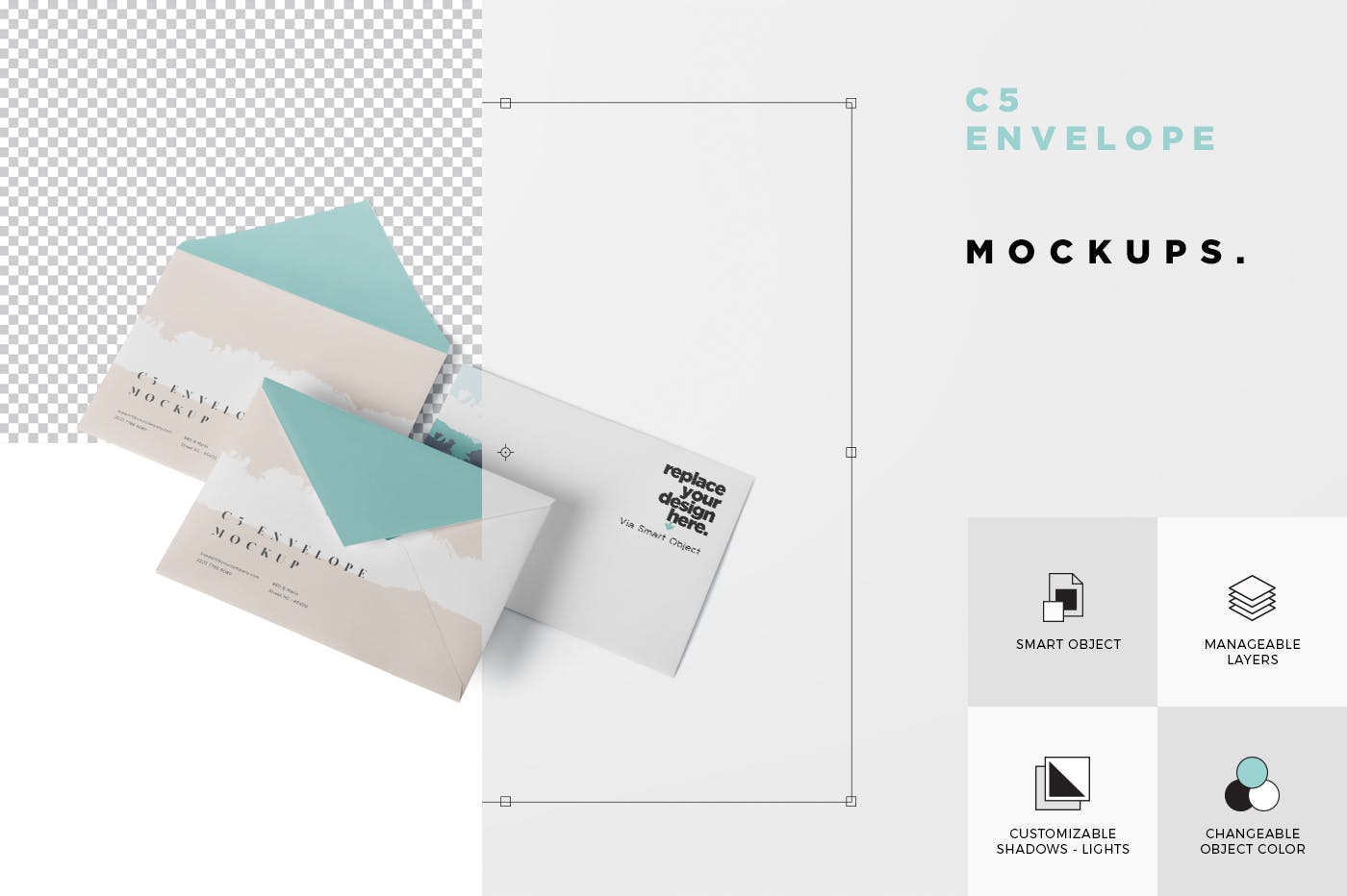 C5规格企业信封设计效果图素材中国精选 Envelope C5 Mock-Up Set插图(5)