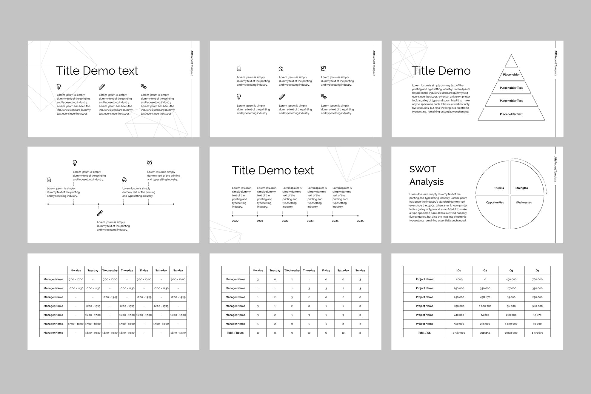 SWOT分析/数据报表会议报告Google演示模板素材库精选 Air – Google Slides Report Template插图(4)