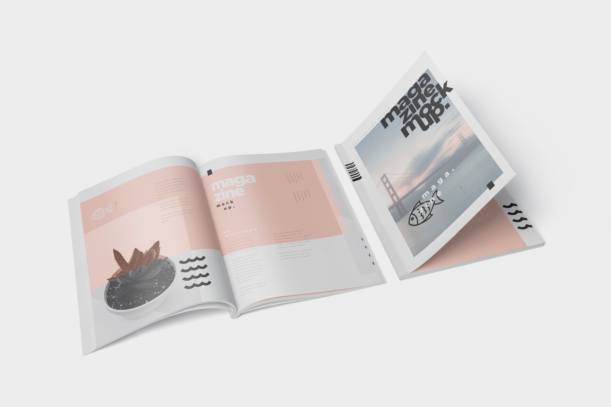 A4尺寸大小杂志封面&内页版式设计图样机素材库精选 Magazine Mockup – A4 210×297 mm Size插图
