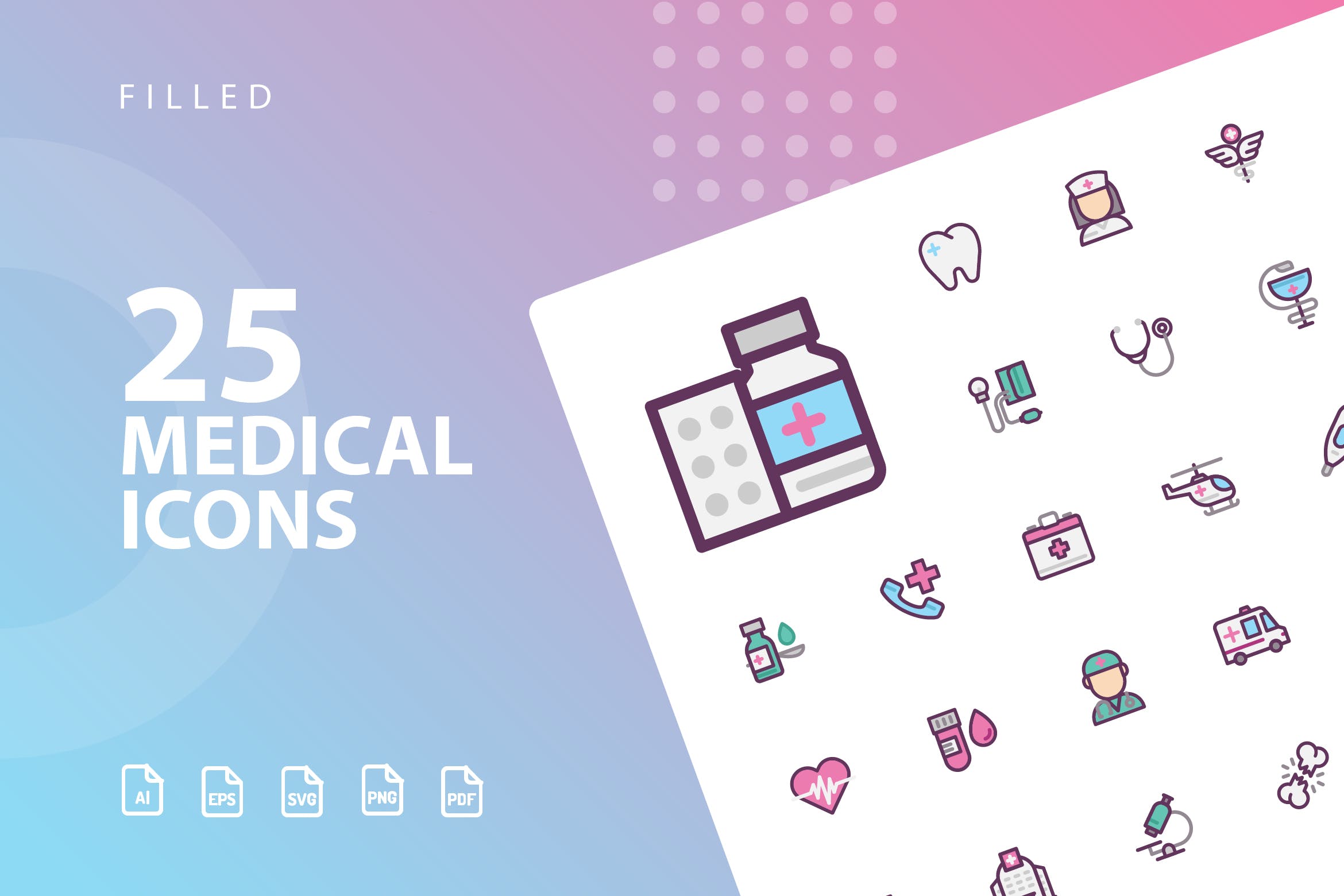 25枚医疗药物主题矢量填充非凡图库精选图标v1 Medical Filled Icons插图