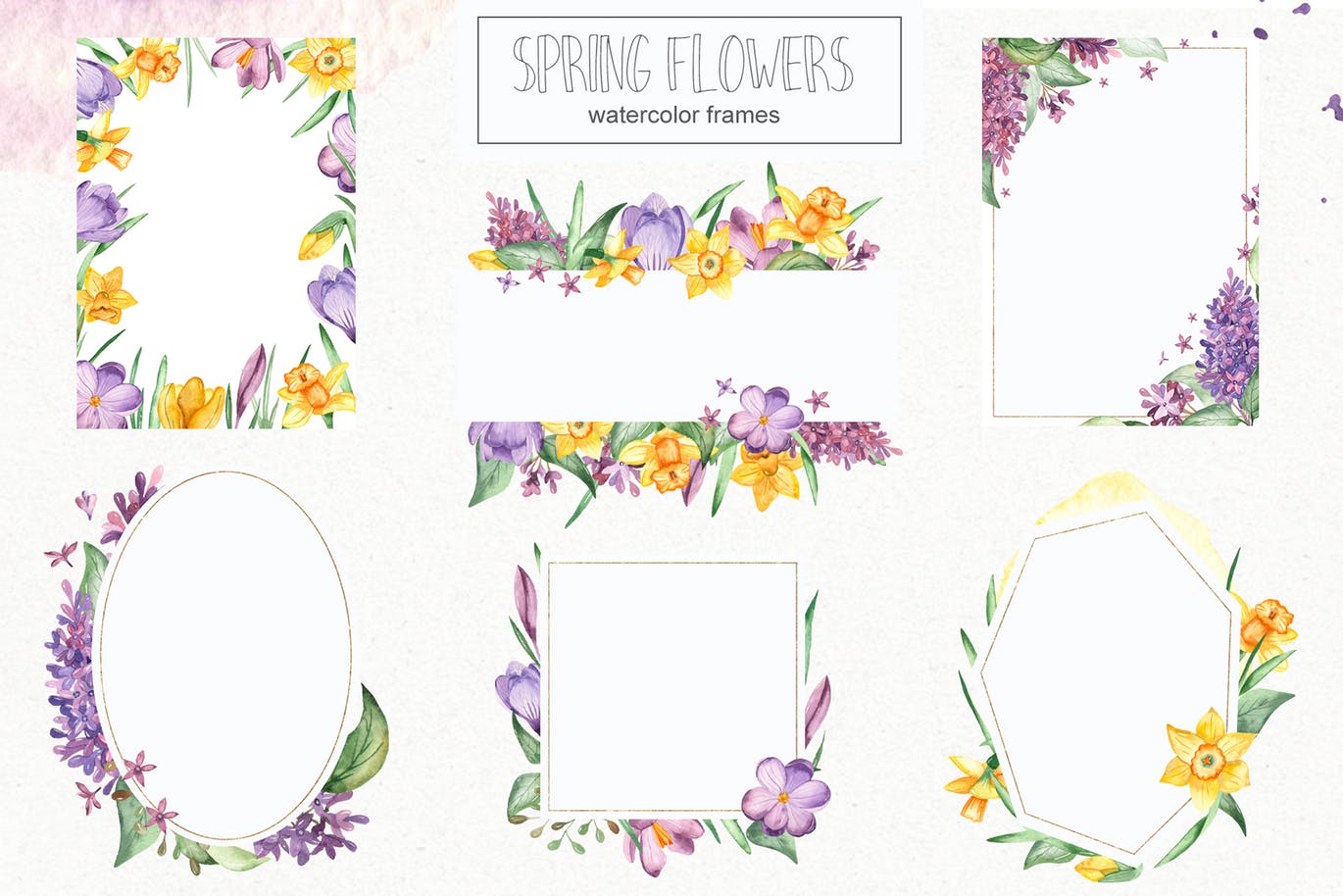 春季花卉水彩素材套装 Watercolor spring flowers collection插图(3)