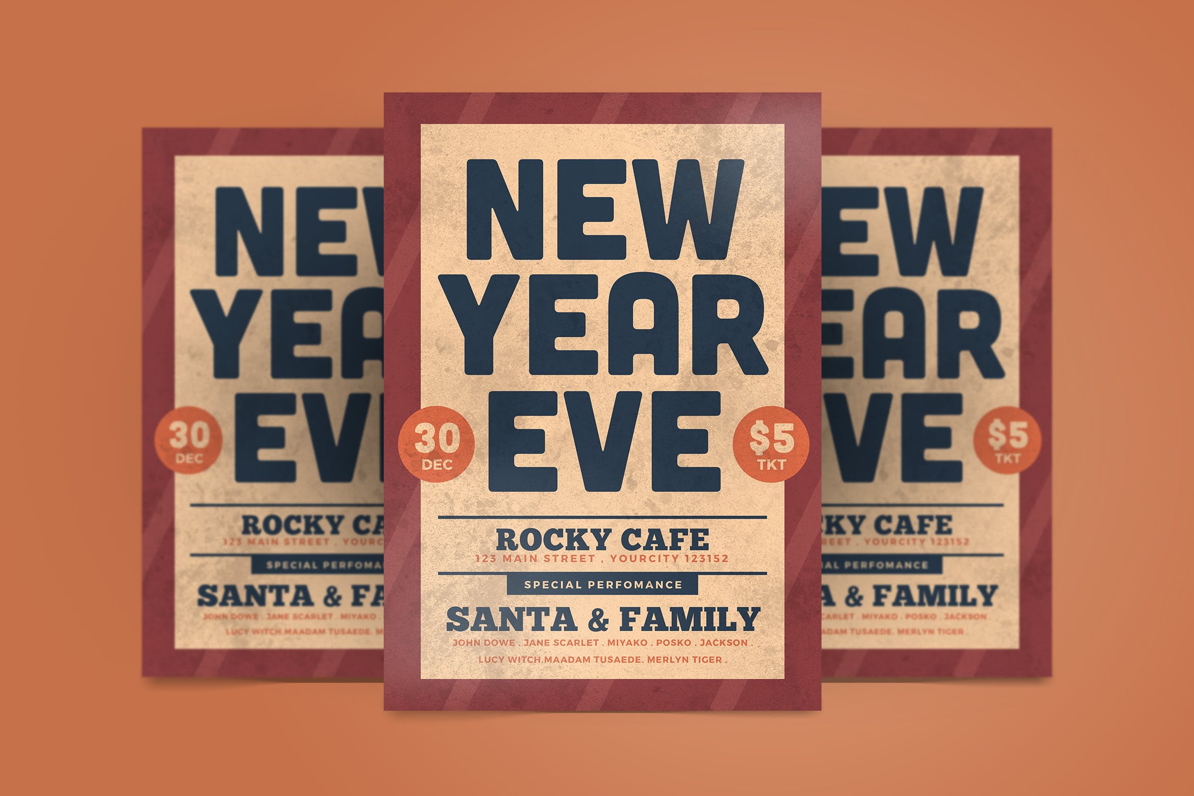 咖啡店新年主题活动海报传单16设计网精选PSD模板 New Year Flyer插图