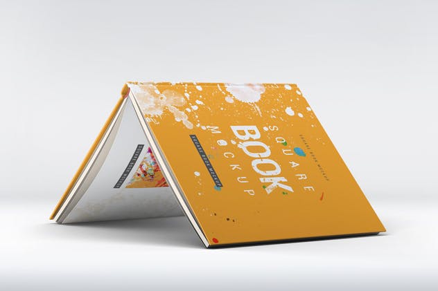 方形精装图书封面效果图样机素材库精选 Square Book Mock-Up插图(9)