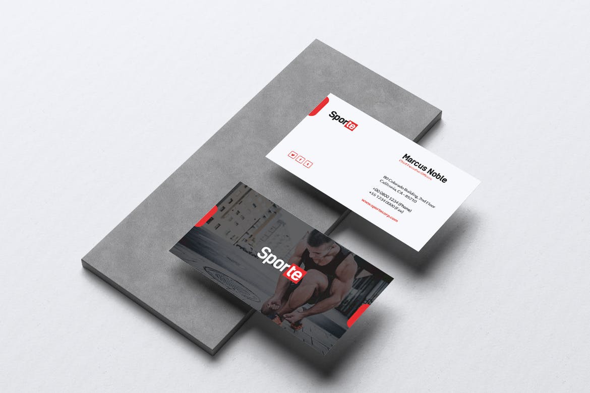 健身体育运动俱乐部传单&名片设计模板 SPORTE Sport Fitness & Gym Flyer & Business Card插图(2)