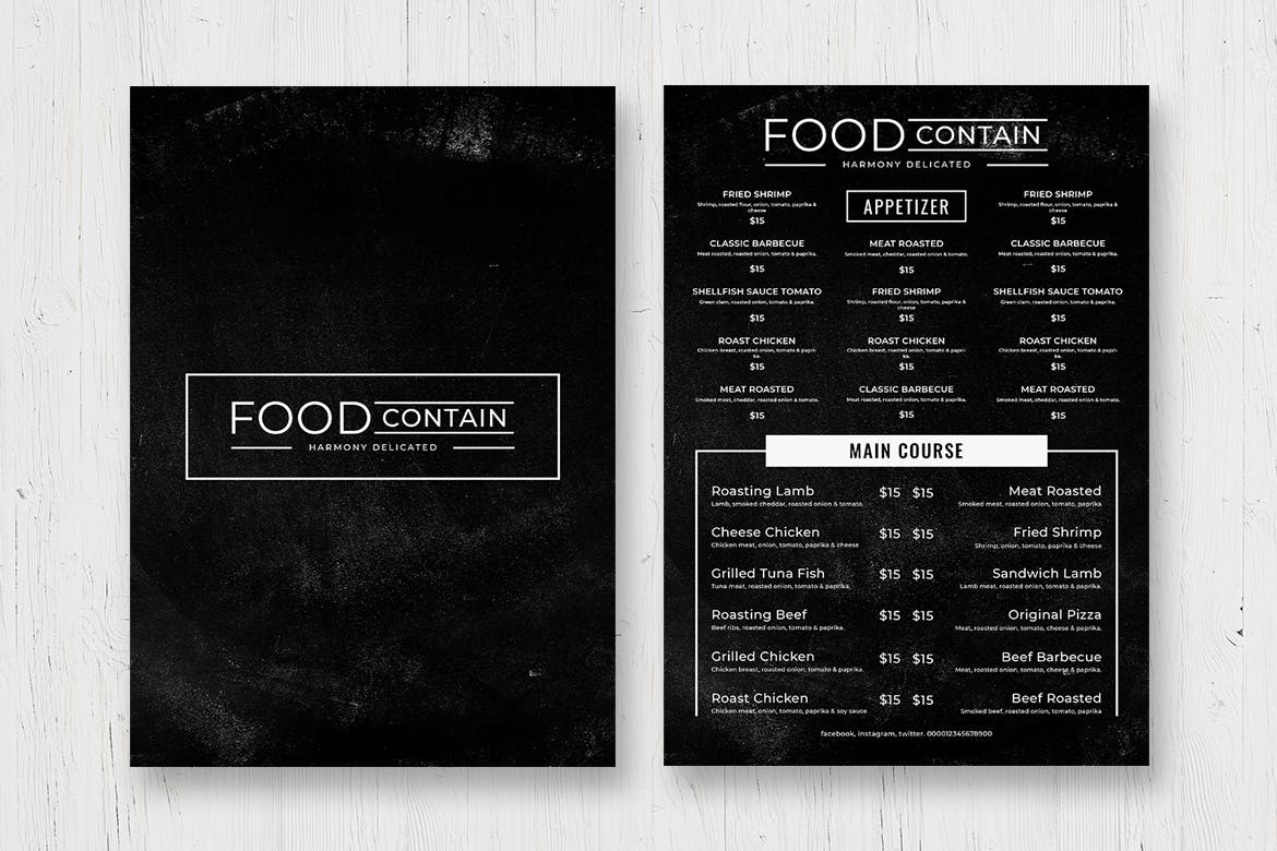 黑板画风格西餐厅素材库精选菜单模板v49 Blackboard Food Menu. 49插图(2)