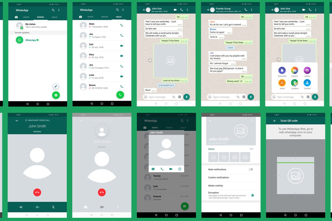 WhatsApp应用界面设计展示16设计网精选样机模板 WhatsApp Mock-Up Template插图(1)