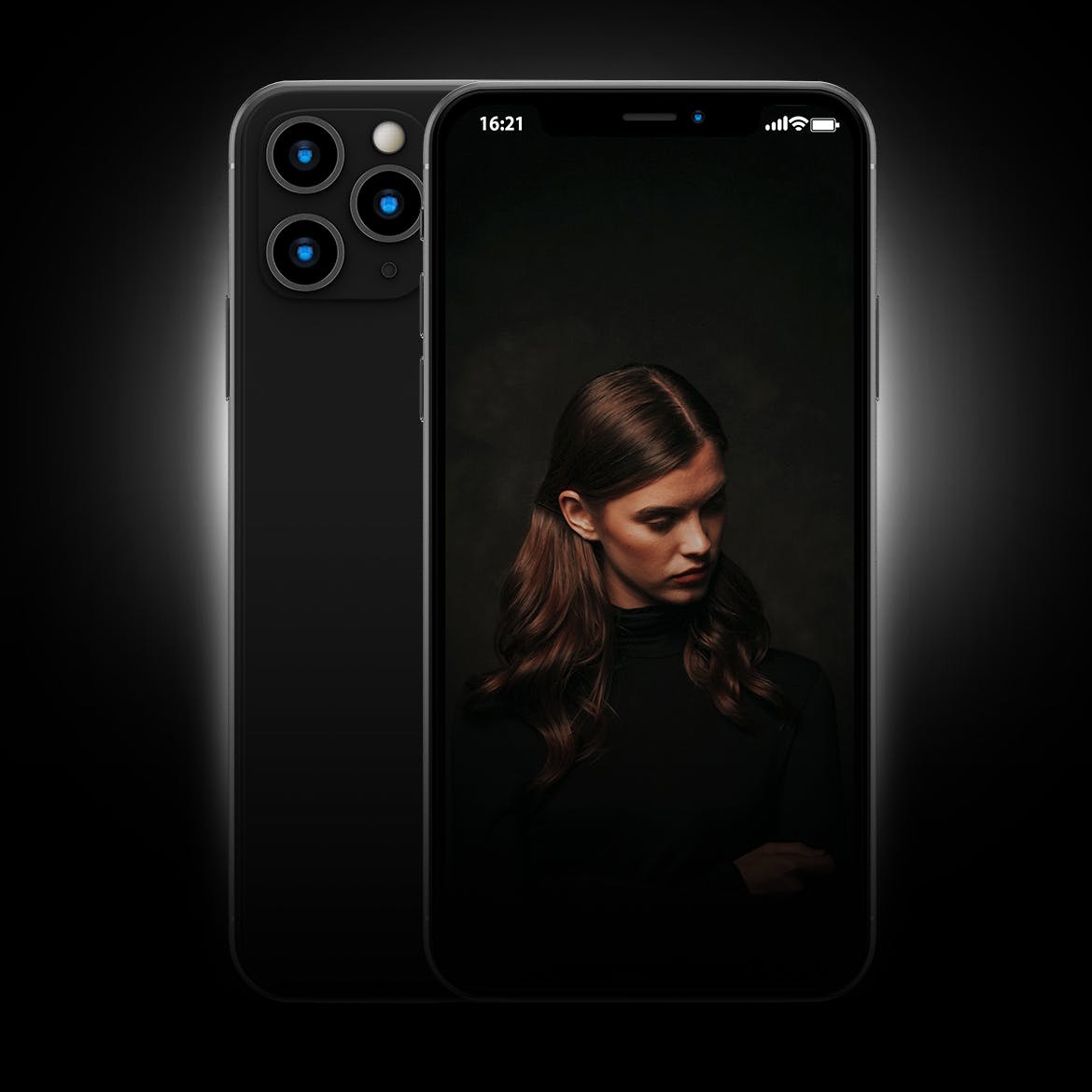 iPhone 11 Pro Max苹果旗舰手机16图库精选样机模板 Phone 11 PSD Mockups in Black插图(1)