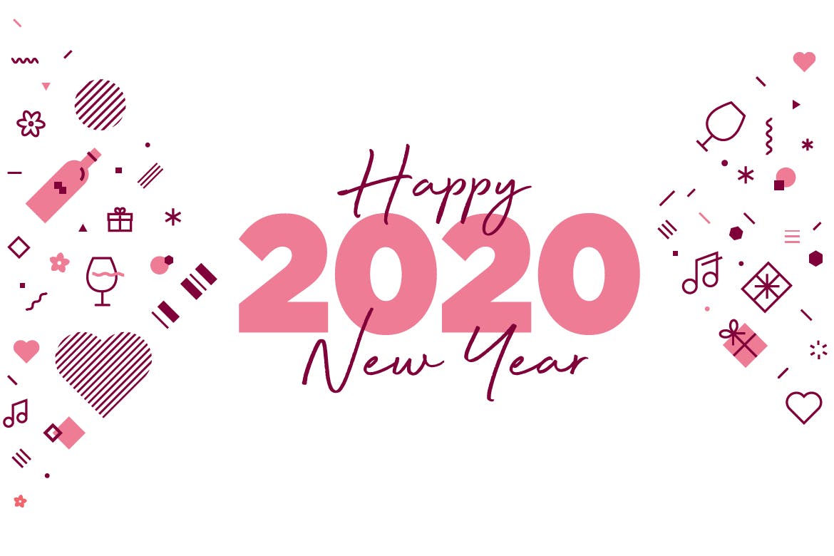 2020新年贺卡矢量素材中国精选模板v8 Happy New Year 2020 greeting card插图