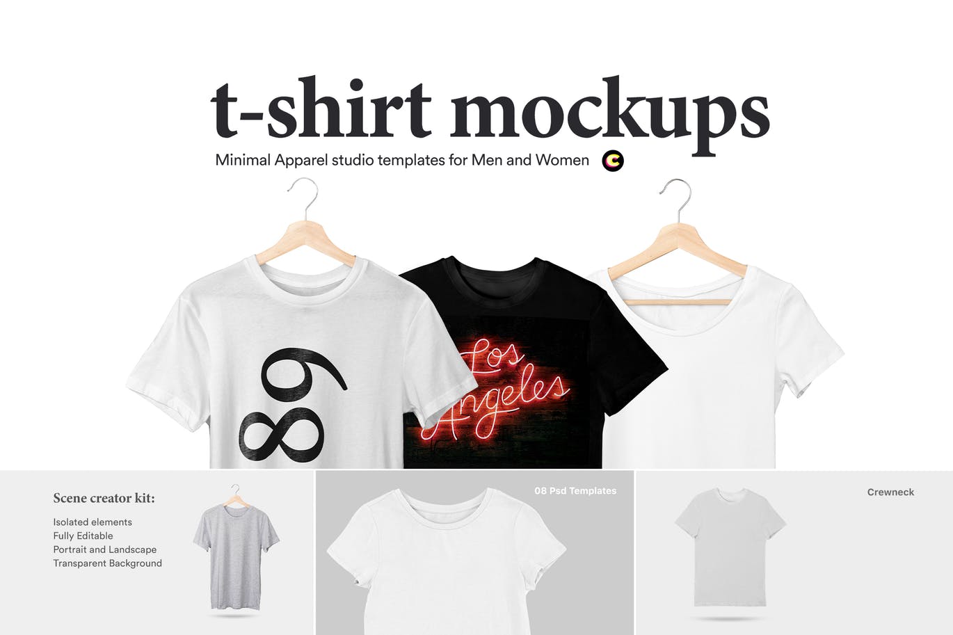 经典晾挂式T恤设计效果图样机普贤居精选模板集 T-Shirt Mock-Up Set插图