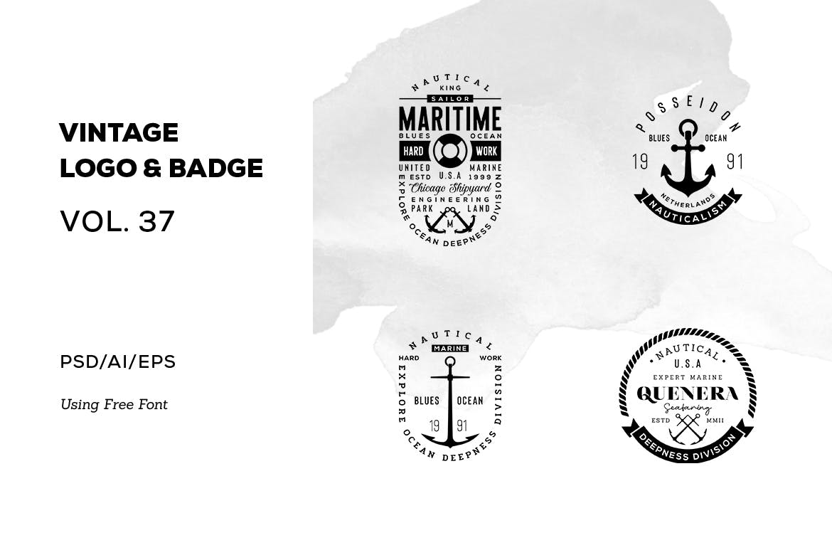 欧美复古设计风格品牌16设计网精选LOGO商标模板v37 Vintage Logo & Badge Vol. 37插图