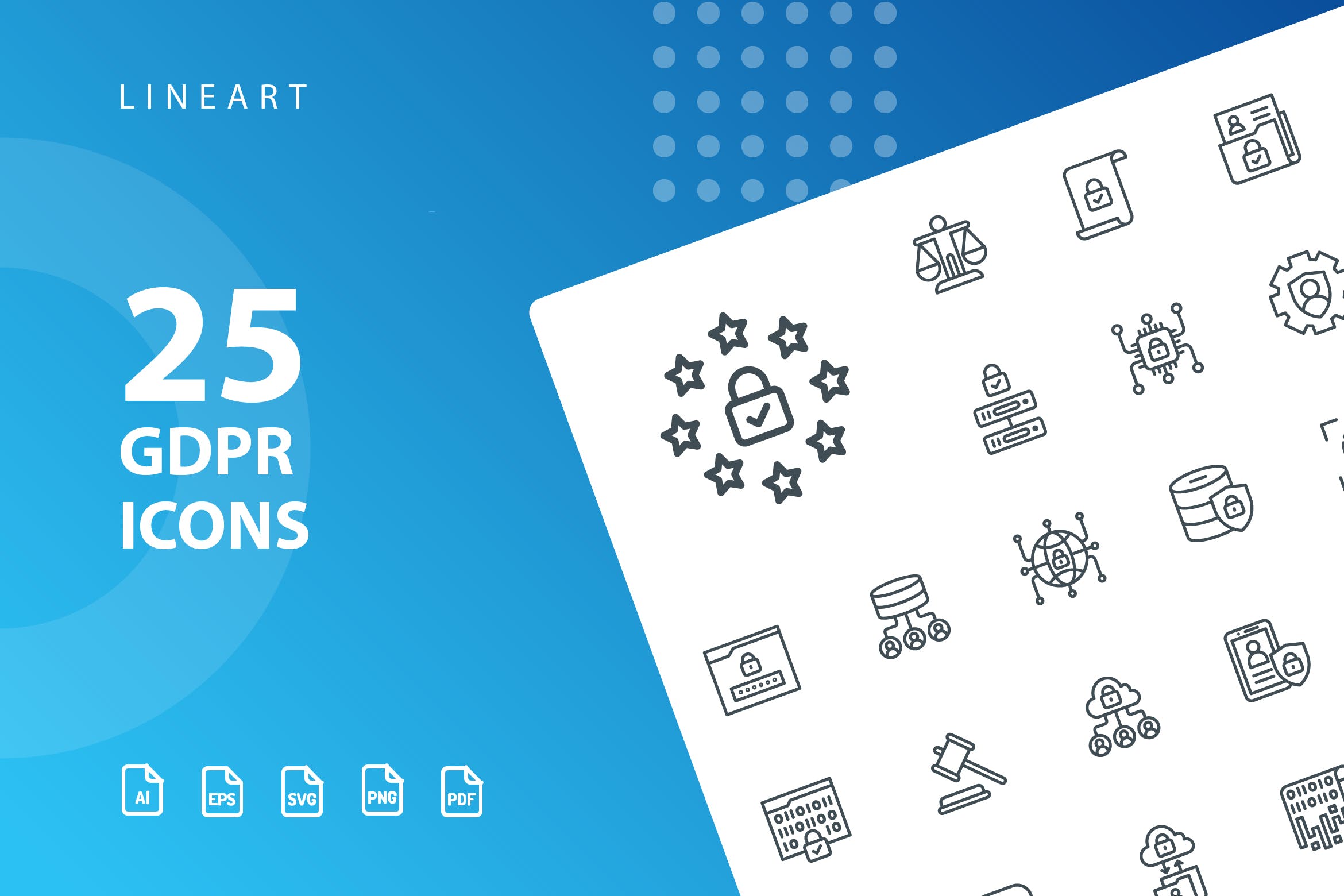 25枚GDPR通用数据保护条例主题线性16设计素材网精选图标 GDPR Lineart插图