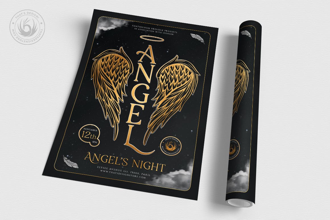 天使派对传单设计模板V3 Angels Party Flyer Template V3插图(2)