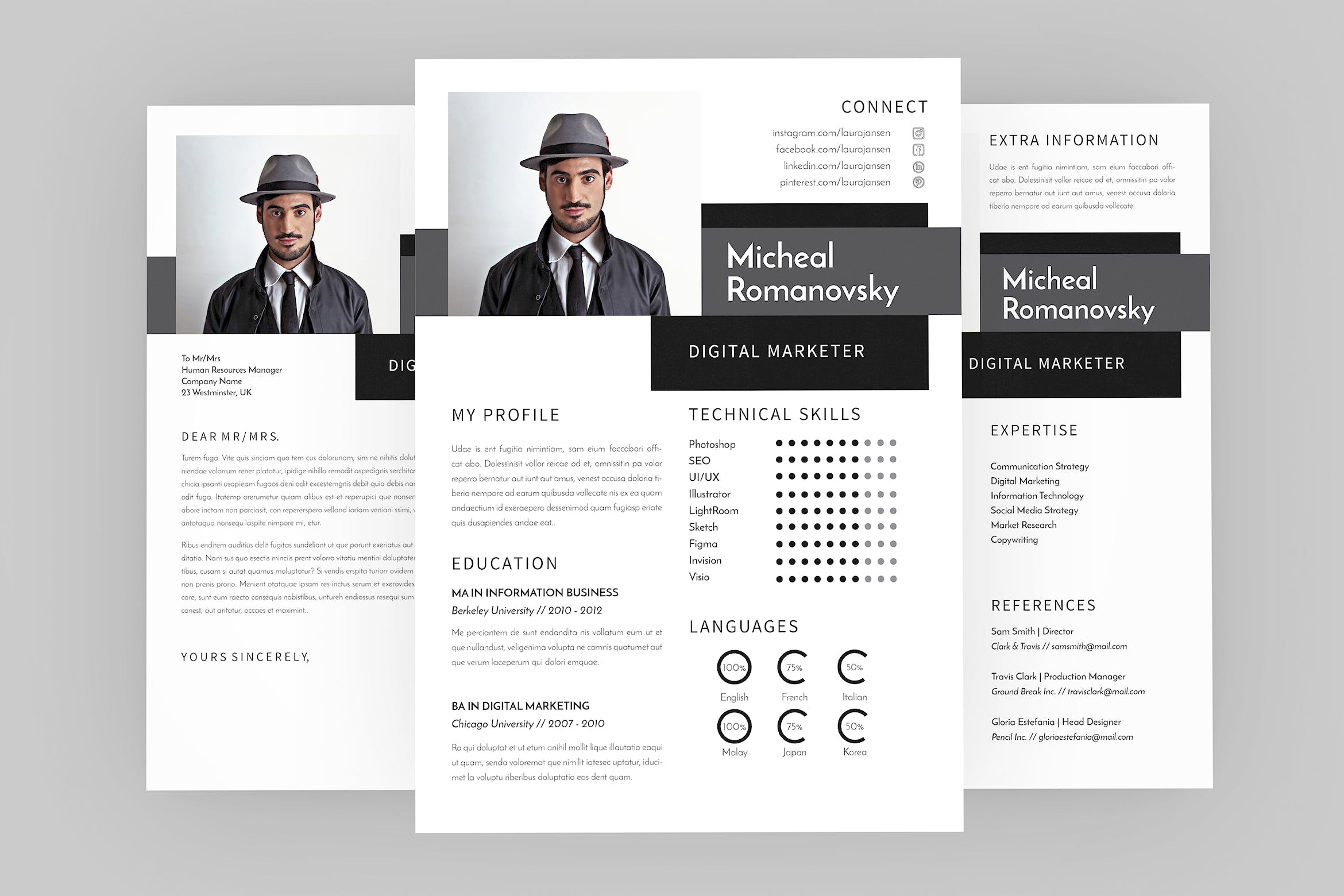 数字营销经理16设计网精选简历模板 Micheal DIgital Resume Designer插图