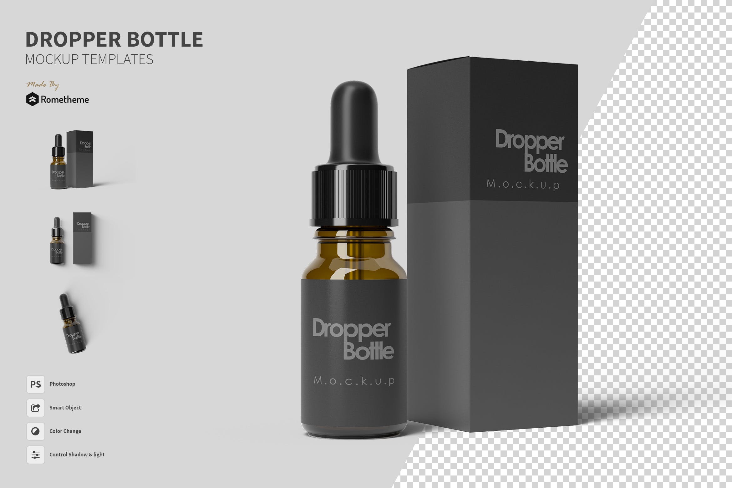 滴管瓶及外包装设计非凡图库精选模板 Dropper Bottle – Mockup FH插图