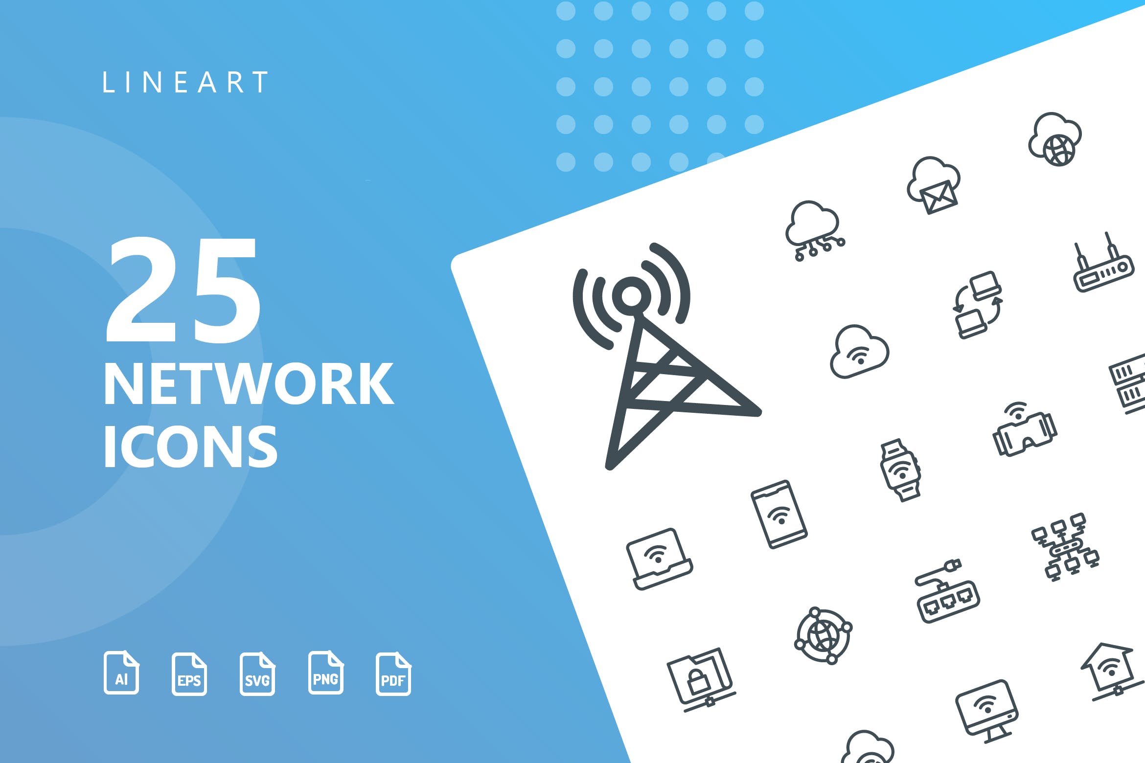 网络科技主题矢量线性16图库精选图标 Network Lineart Icons插图