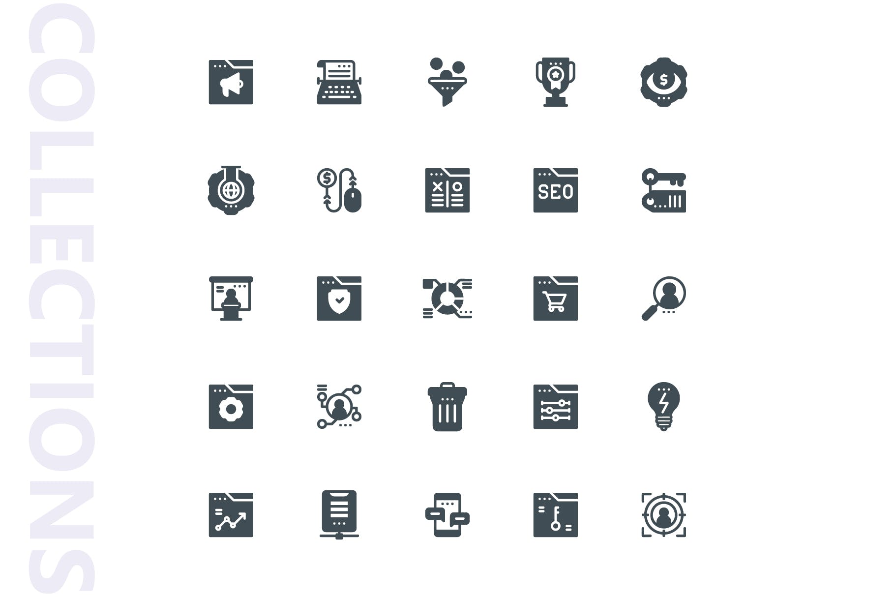 25枚SEO搜索引擎优化营销矢量字体素材库精选图标v2 SEO Marketing Glyph Icons插图(3)