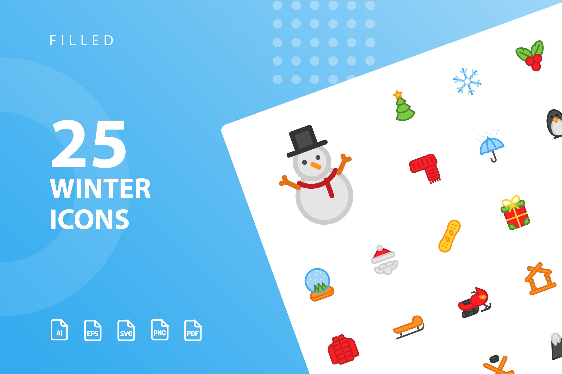 25枚冬天主题矢量填充素材库精选图标v1 Winter Filled Icons插图