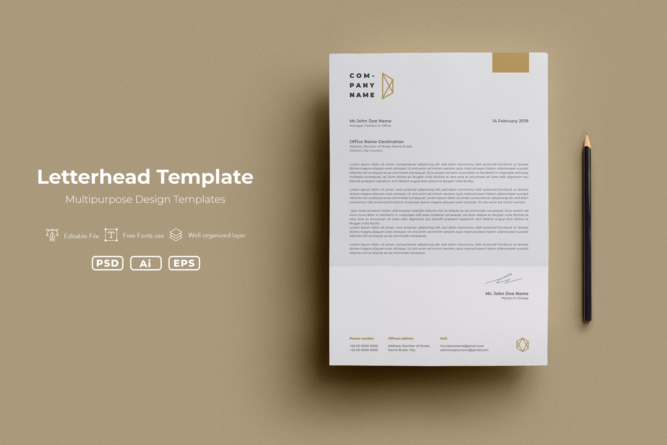 极简设计风格企业品牌信纸设计模板v61 SRTP- Letterhead Template.61插图