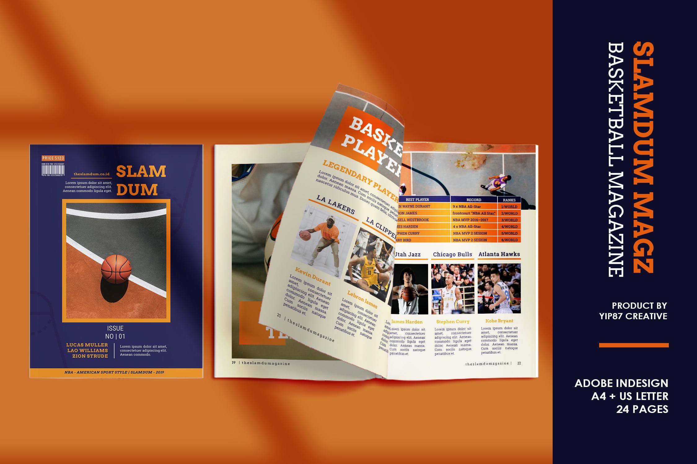 体育运动主题素材库精选杂志设计InDesign模板 Slamdum –  Sport Magazine Template插图