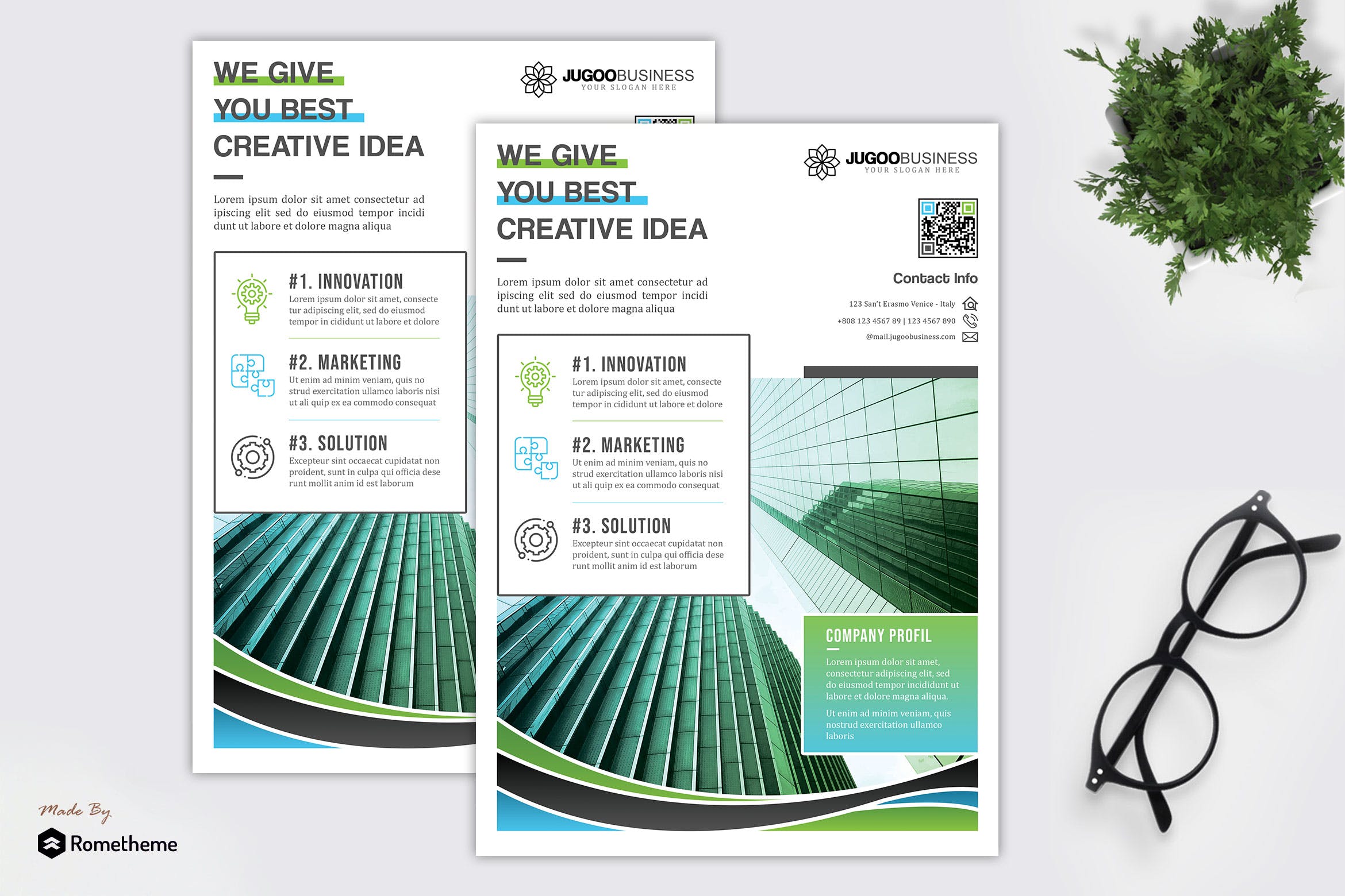 创意企业业务宣传单排版设计模板 Jugoo – Creative Corporate Flyer HR插图